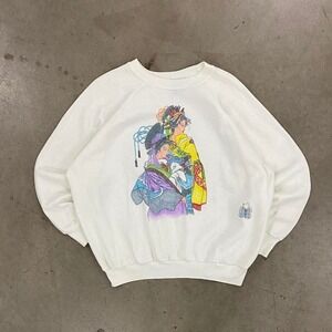 Vintage 80s Japanese Art Crewneck Sweatshirt Size XL